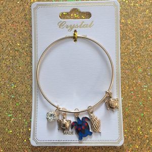 Turtle Goldtone Charm Bangle Bracelet